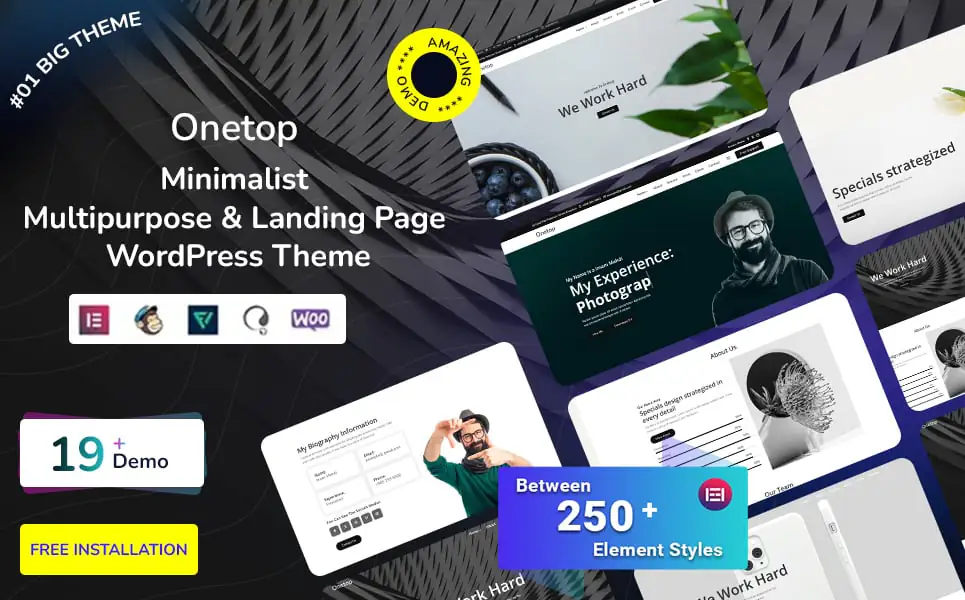 Onetop - Minimalist Multipurpose & Landing Page WordPress Theme